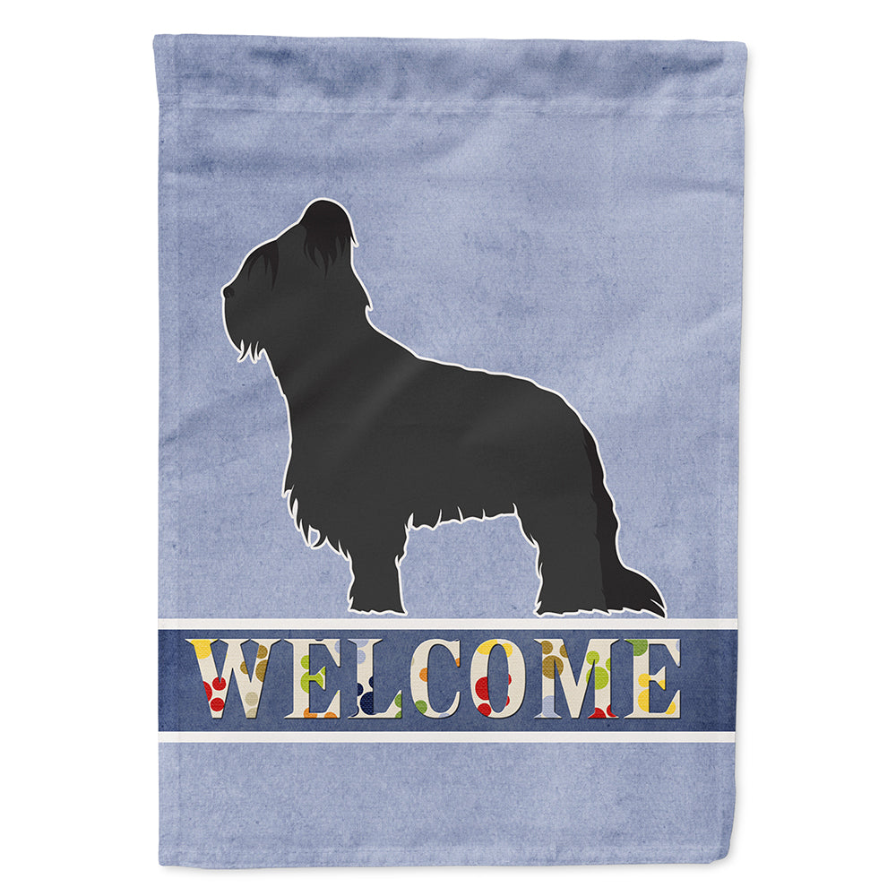 Briard Welcome House Flag 28x40 Porch Sleeve Pole Decorative Outside Yard Banner Artwork Wall Hanging, Polyester