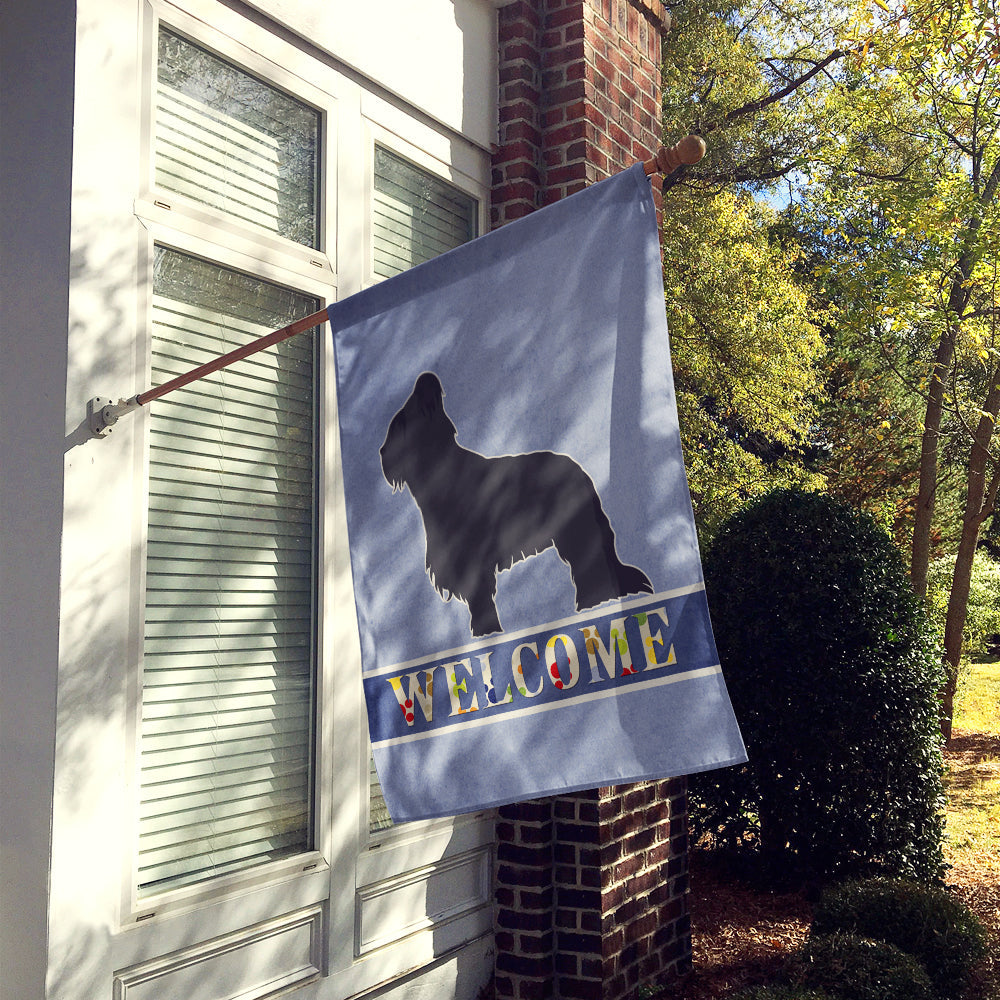 Briard Welcome House Flag 28x40 Porch Sleeve Pole Decorative Outside Yard Banner Artwork Wall Hanging, Polyester