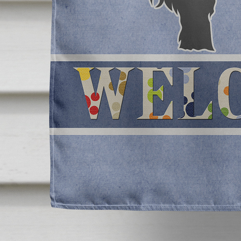 Briard Welcome House Flag 28x40 Porch Sleeve Pole Decorative Outside Yard Banner Artwork Wall Hanging, Polyester