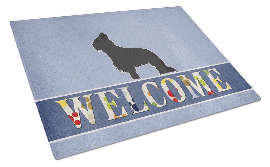 Briard Welcome Cutting Board Tempered Glass Kitchen Cutting Surface, Heat Resistant Chopping, Non-Slip Feet, Food Prep & Serving
