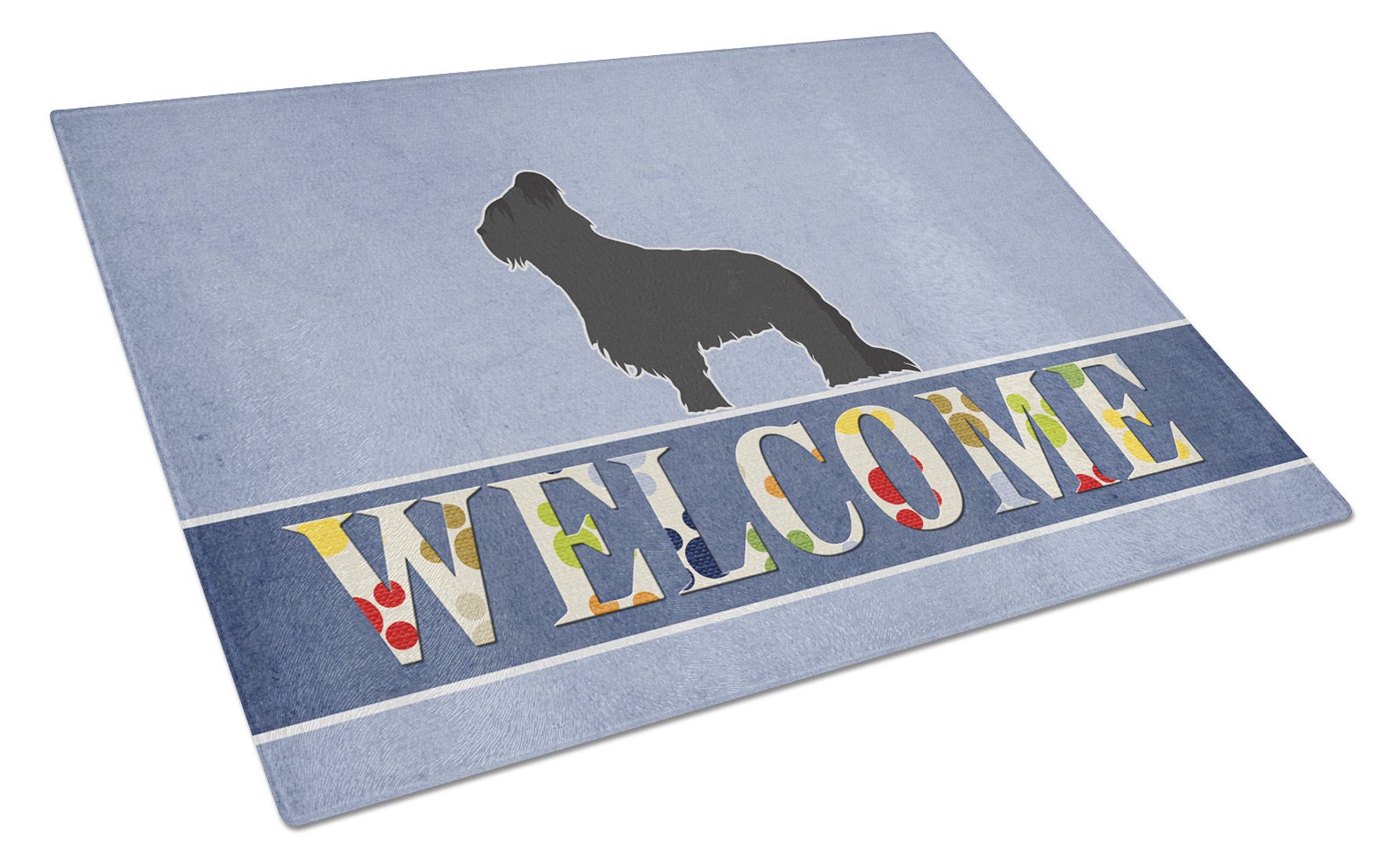 Briard Welcome Cutting Board Tempered Glass Kitchen Cutting Surface, Heat Resistant Chopping, Non-Slip Feet, Food Prep & Serving