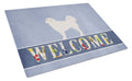 Polish Tatra Sheepdog Welcome Cutting Board Tempered Glass Kitchen Cutting Surface, Heat Resistant Chopping, Non-Slip Feet, Food Prep & Serving