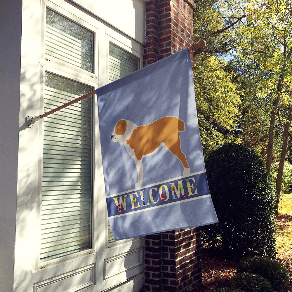 Central Asian Shepherd Dog Welcome House Flag 28x40 Porch Sleeve Pole Decorative Outside Yard Banner Artwork Wall Hanging, Polyester