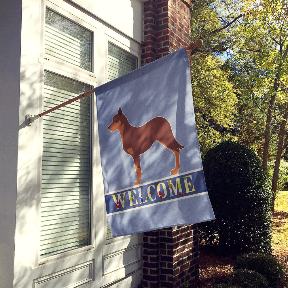 Australian Kelpie Dog Welcome House Flag 28x40 Porch Sleeve Pole Decorative Outside Yard Banner Artwork Wall Hanging, Polyester