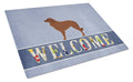 Portuguese Sheepdog Dog Welcome Cutting Board Tempered Glass Kitchen Cutting Surface, Heat Resistant Chopping, Non-Slip Feet, Food Prep & Serving