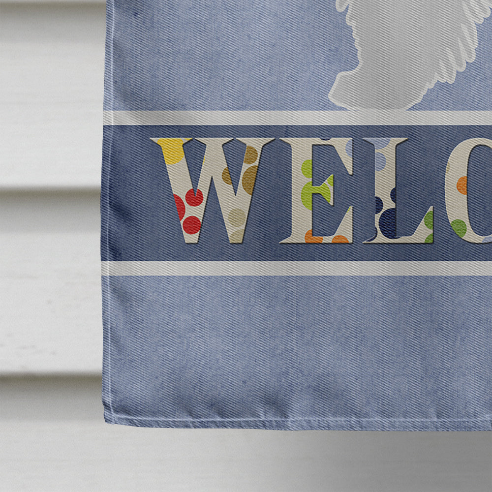 Polish Lowland Sheepdog Dog Welcome House Flag 28x40 Porch Sleeve Pole Decorative Outside Yard Banner Artwork Wall Hanging, Polyester