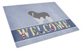 Polish Lowland Sheepdog Dog Welcome Cutting Board Tempered Glass Kitchen Cutting Surface, Heat Resistant Chopping, Non-Slip Feet, Food Prep & Serving