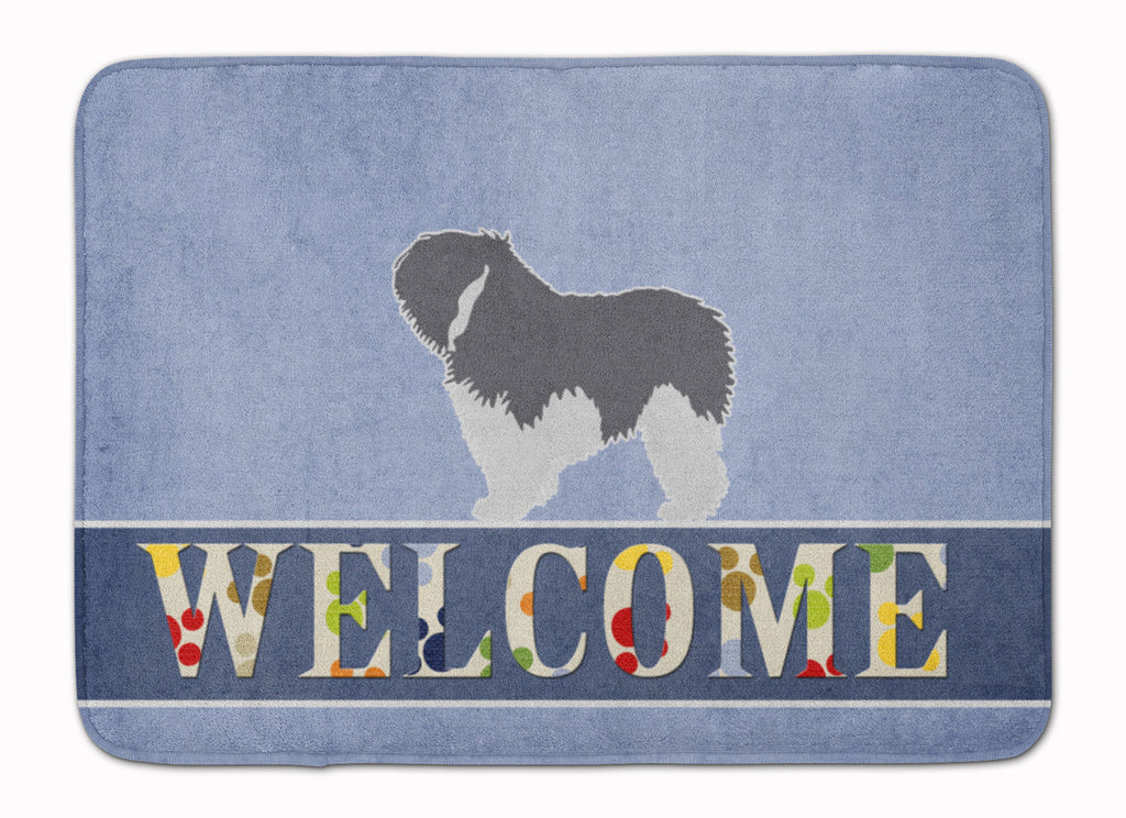 Polish Lowland Sheepdog Dog Welcome Memory Foam Kitchen Mat Machine Washable Anti-Fatigue Cushion Comfort Bath or Kitchen Rug