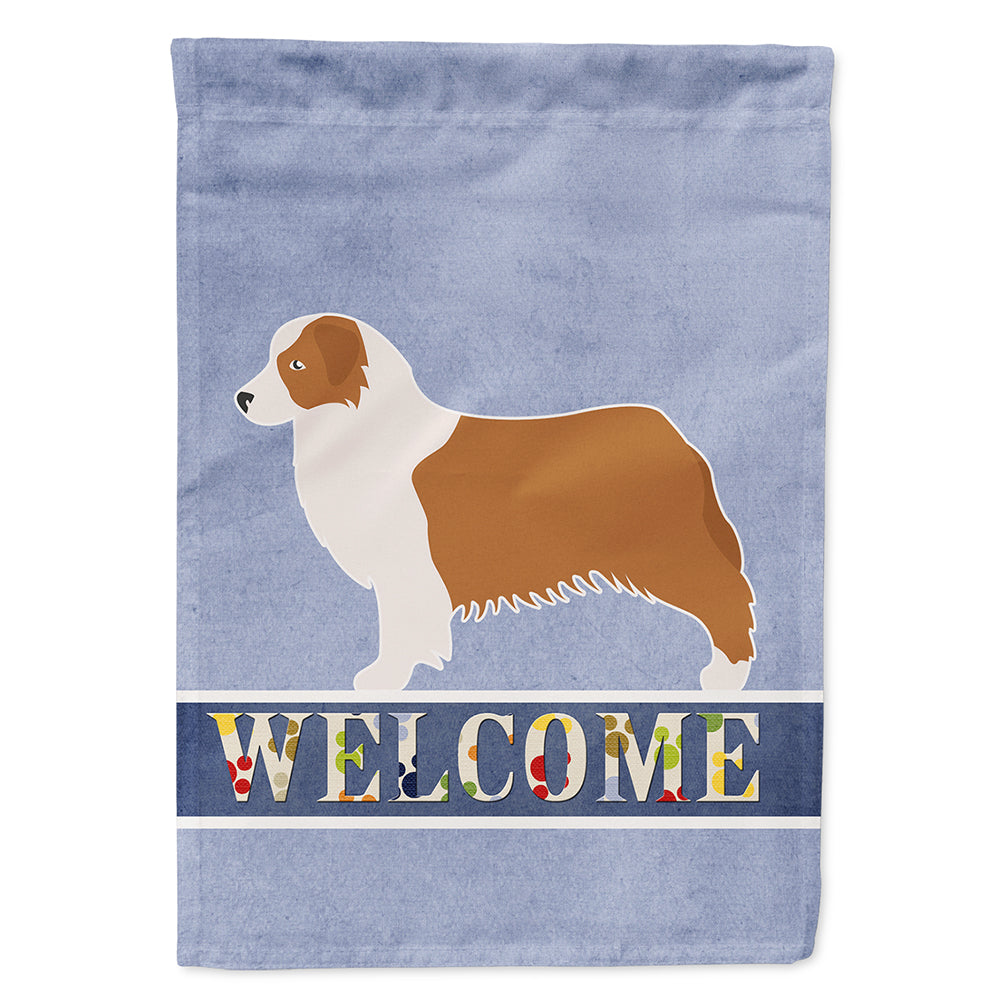Australian Shepherd Dog Welcome House Flag 28x40 Porch Sleeve Pole Decorative Outside Yard Banner Artwork Wall Hanging, Polyester