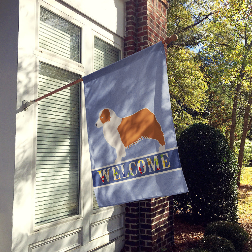 Australian Shepherd Dog Welcome House Flag 28x40 Porch Sleeve Pole Decorative Outside Yard Banner Artwork Wall Hanging, Polyester