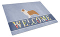 Australian Shepherd Dog Welcome Cutting Board Tempered Glass Kitchen Cutting Surface, Heat Resistant Chopping, Non-Slip Feet, Food Prep & Serving