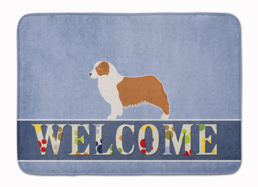 Australian Shepherd Dog Welcome Memory Foam Kitchen Mat Machine Washable Anti-Fatigue Cushion Comfort Bath or Kitchen Rug