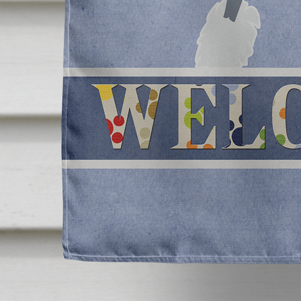 Lowchen Welcome House Flag 28x40 Porch Sleeve Pole Decorative Outside Yard Banner Artwork Wall Hanging, Polyester