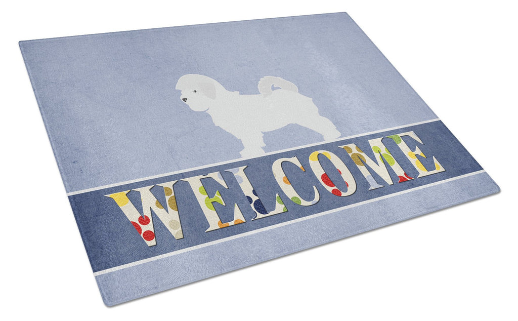 Maltese Welcome Cutting Board Tempered Glass Kitchen Cutting Surface, Heat Resistant Chopping, Non-Slip Feet, Food Prep & Serving
