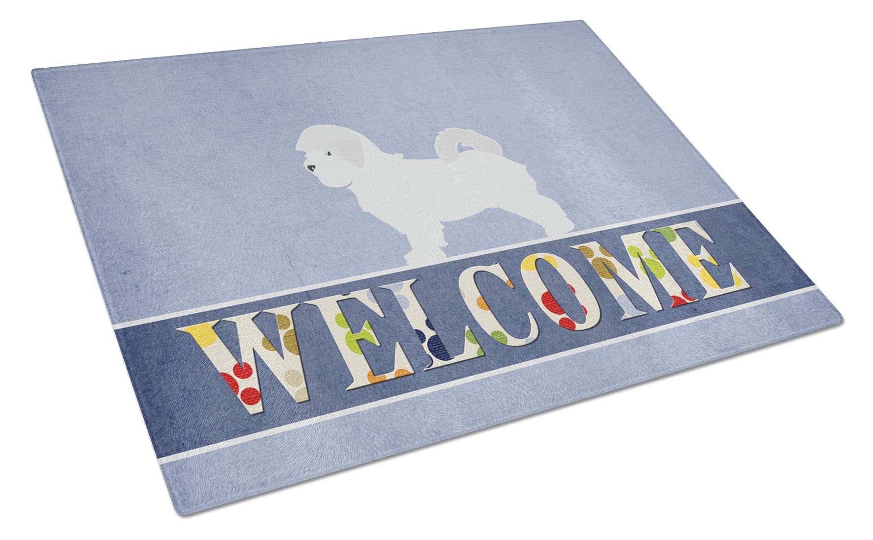 Maltese Welcome Cutting Board Tempered Glass Kitchen Cutting Surface, Heat Resistant Chopping, Non-Slip Feet, Food Prep & Serving
