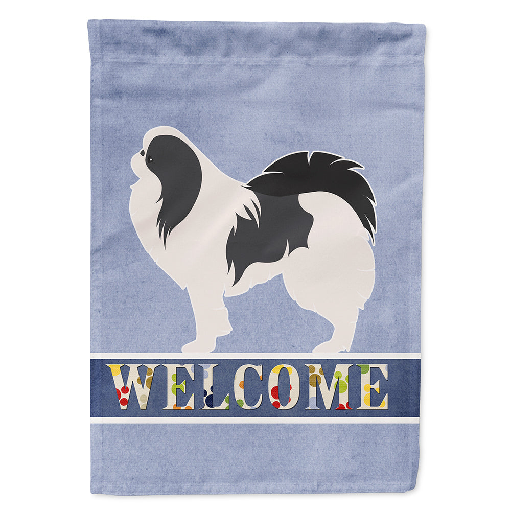 Japanese Chin Welcome House Flag 28x40 Porch Sleeve Pole Decorative Outside Yard Banner Artwork Wall Hanging, Polyester
