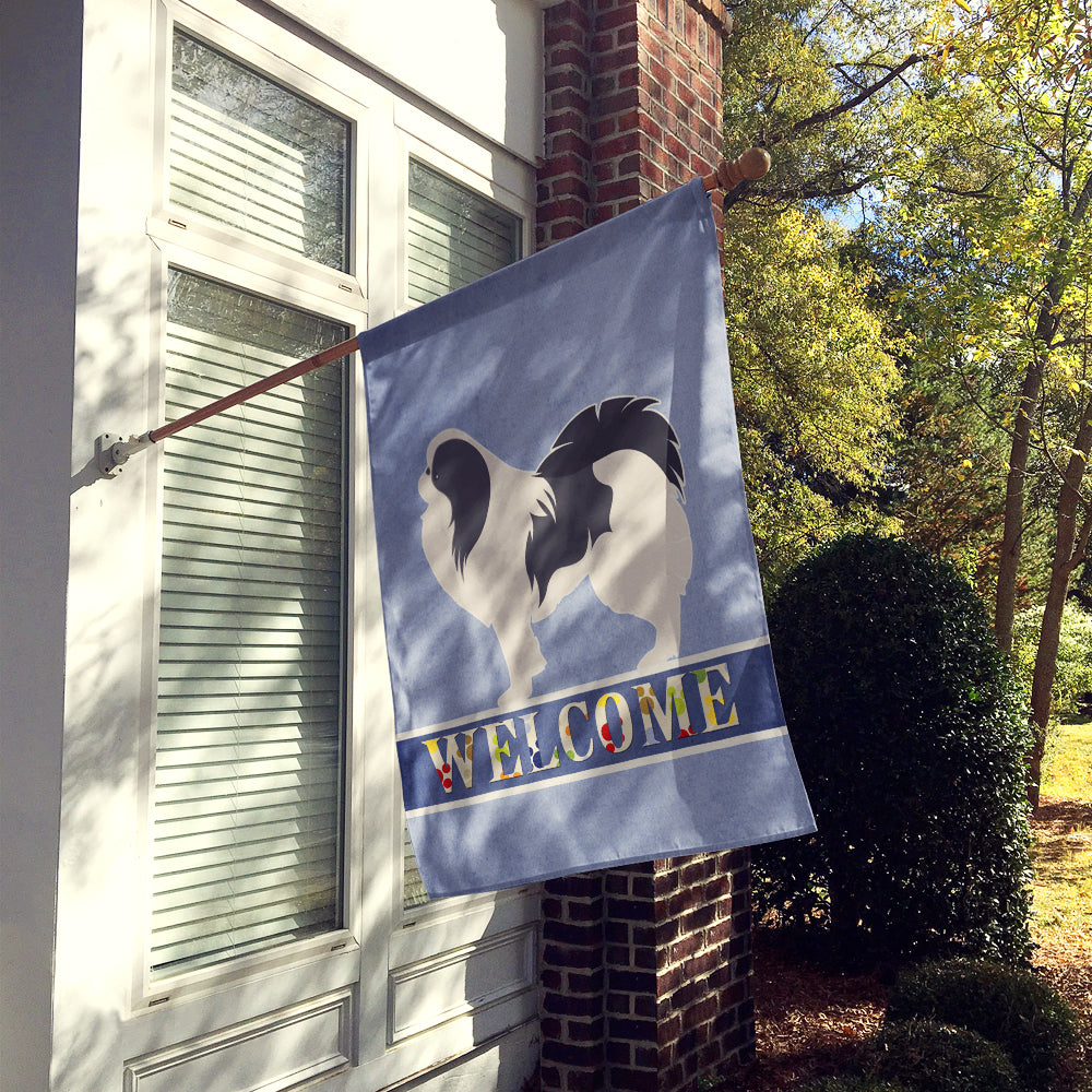 Japanese Chin Welcome House Flag 28x40 Porch Sleeve Pole Decorative Outside Yard Banner Artwork Wall Hanging, Polyester