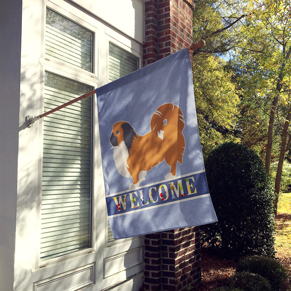 Pekingese Welcome House Flag 28x40 Porch Sleeve Pole Decorative Outside Yard Banner Artwork Wall Hanging, Polyester