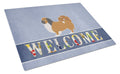 Pekingese Welcome Cutting Board Tempered Glass Kitchen Cutting Surface, Heat Resistant Chopping, Non-Slip Feet, Food Prep & Serving