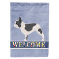 French Bulldog Welcome House Flag 28x40 Porch Sleeve Pole Decorative Outside Yard Banner Artwork Wall Hanging, Polyester