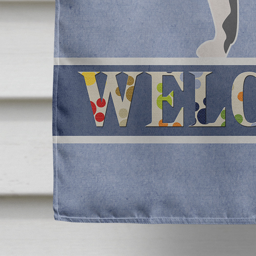 French Bulldog Welcome House Flag 28x40 Porch Sleeve Pole Decorative Outside Yard Banner Artwork Wall Hanging, Polyester