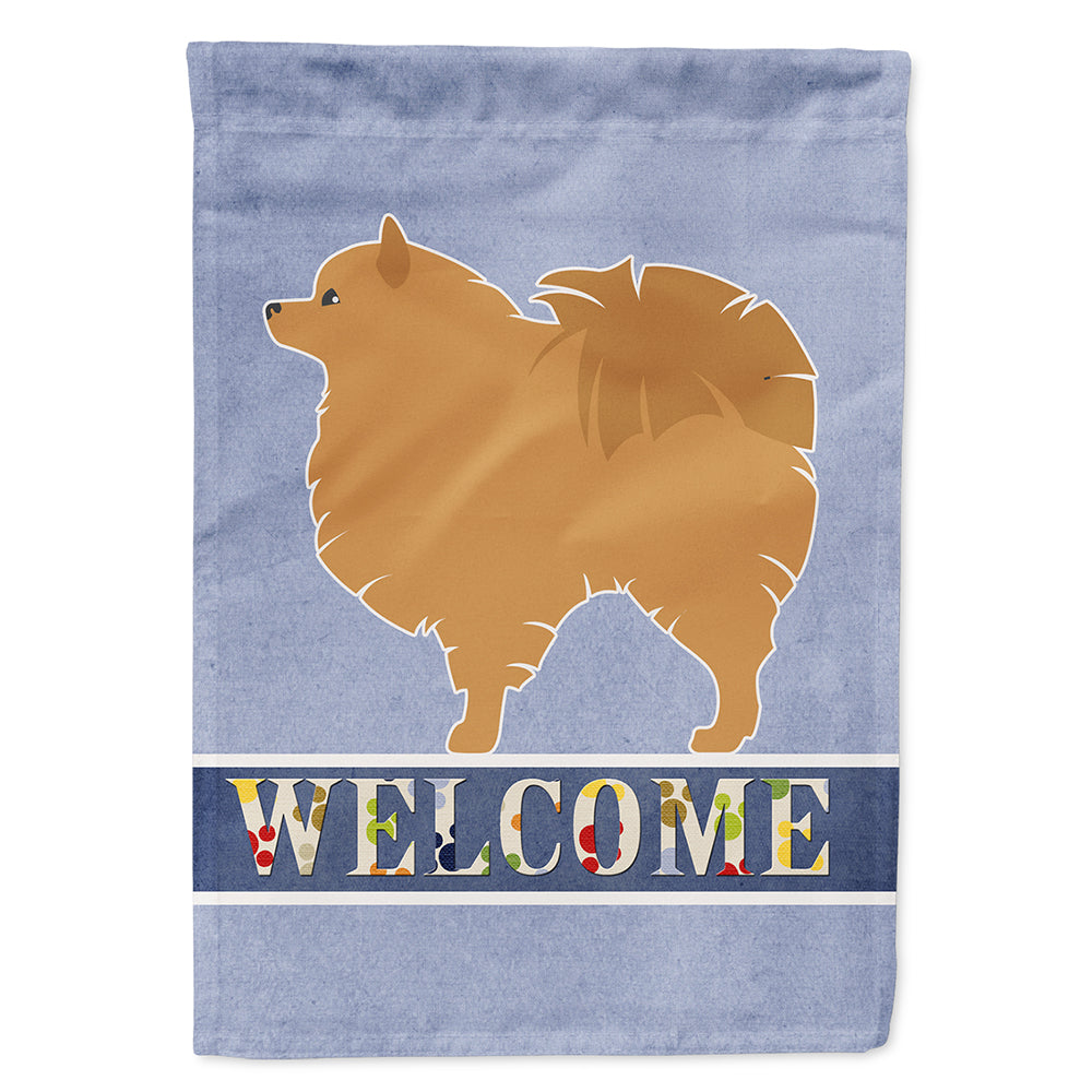 Pomeranian Welcome House Flag 28x40 Porch Sleeve Pole Decorative Outside Yard Banner Artwork Wall Hanging, Polyester