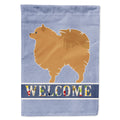 Pomeranian Welcome House Flag 28x40 Porch Sleeve Pole Decorative Outside Yard Banner Artwork Wall Hanging, Polyester