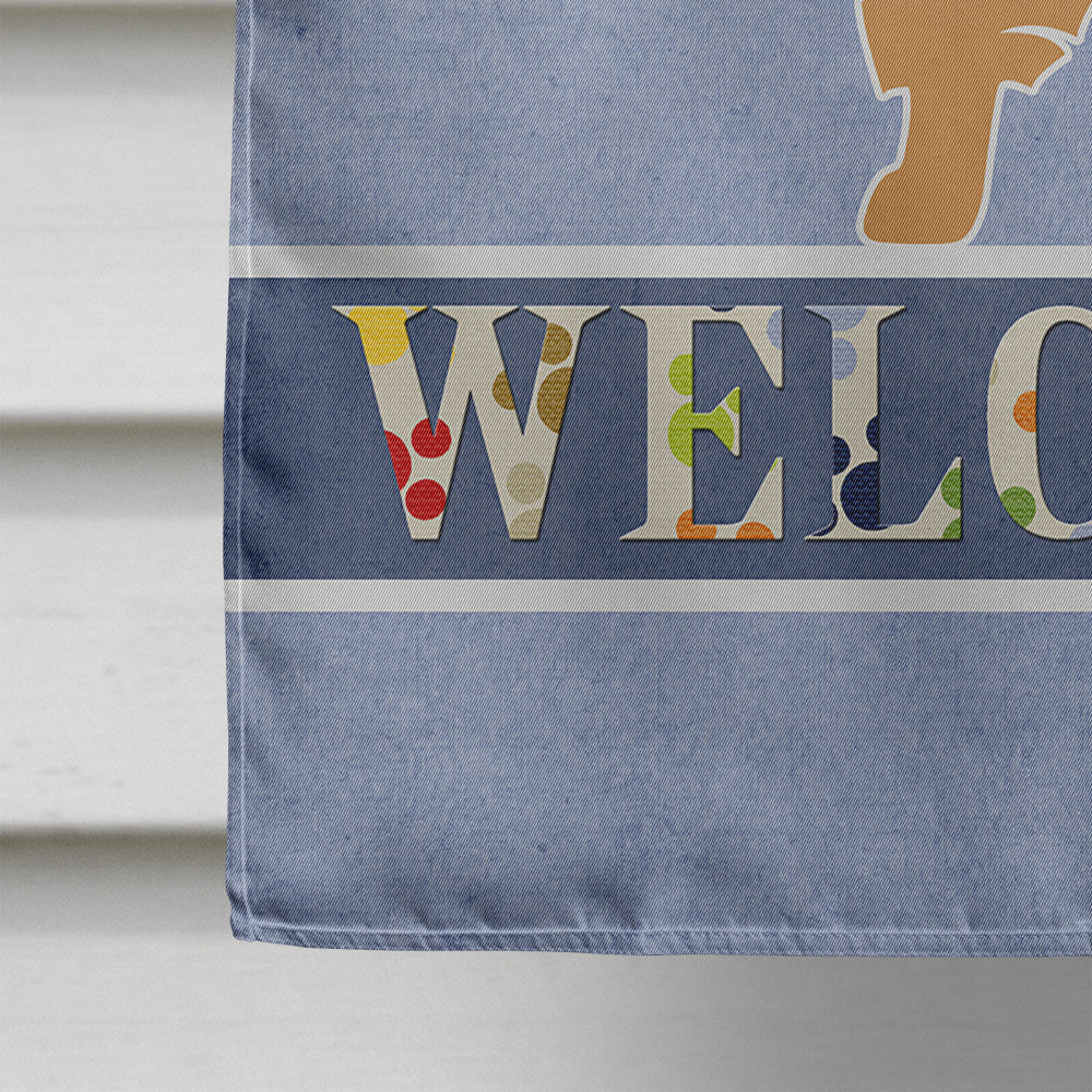 Pomeranian Welcome House Flag 28x40 Porch Sleeve Pole Decorative Outside Yard Banner Artwork Wall Hanging, Polyester