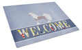 Chinese Crested Welcome Cutting Board Tempered Glass Kitchen Cutting Surface, Heat Resistant Chopping, Non-Slip Feet, Food Prep & Serving