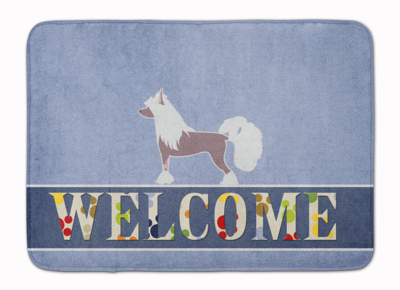 Chinese Crested Welcome Memory Foam Kitchen Mat Machine Washable Anti-Fatigue Cushion Comfort Bath or Kitchen Rug