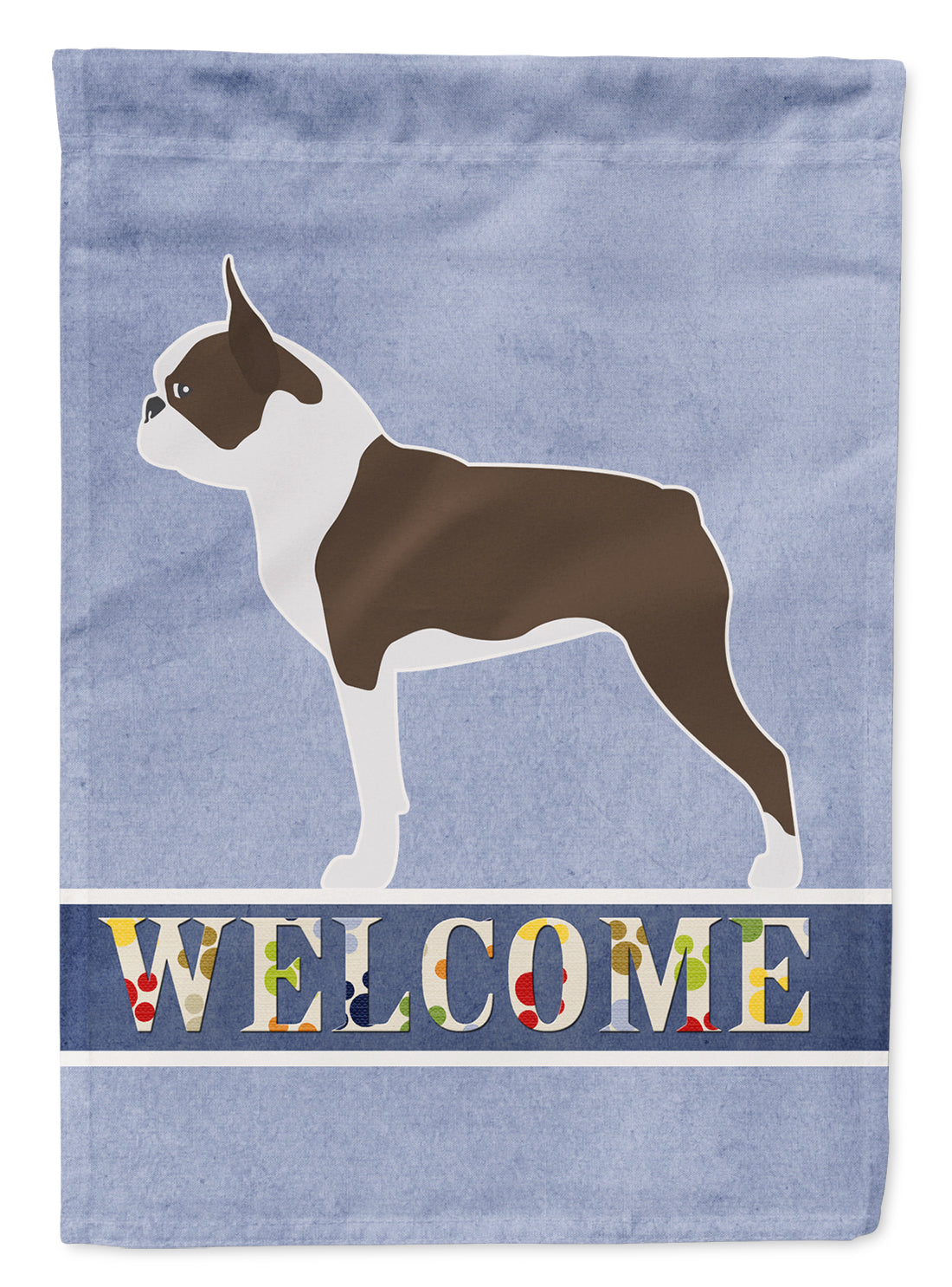 Boston Terrier Welcome House Flag 28x40 Porch Sleeve Pole Decorative Outside Yard Banner Artwork Wall Hanging, Polyester