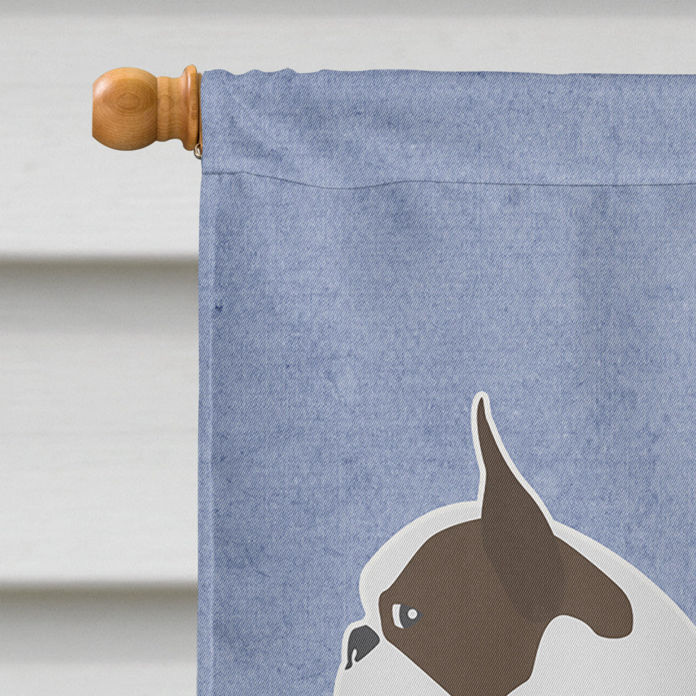 Boston Terrier Welcome House Flag 28x40 Porch Sleeve Pole Decorative Outside Yard Banner Artwork Wall Hanging, Polyester