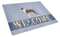 Boston Terrier Welcome Cutting Board Tempered Glass Kitchen Cutting Surface, Heat Resistant Chopping, Non-Slip Feet, Food Prep & Serving