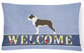 Boston Terrier Welcome Decorative Throw Pillow 12x16 Indoor Outdoor Accent Cushion, Fabric Cover with Insert for Sofa, Bed, Porch & Living Room