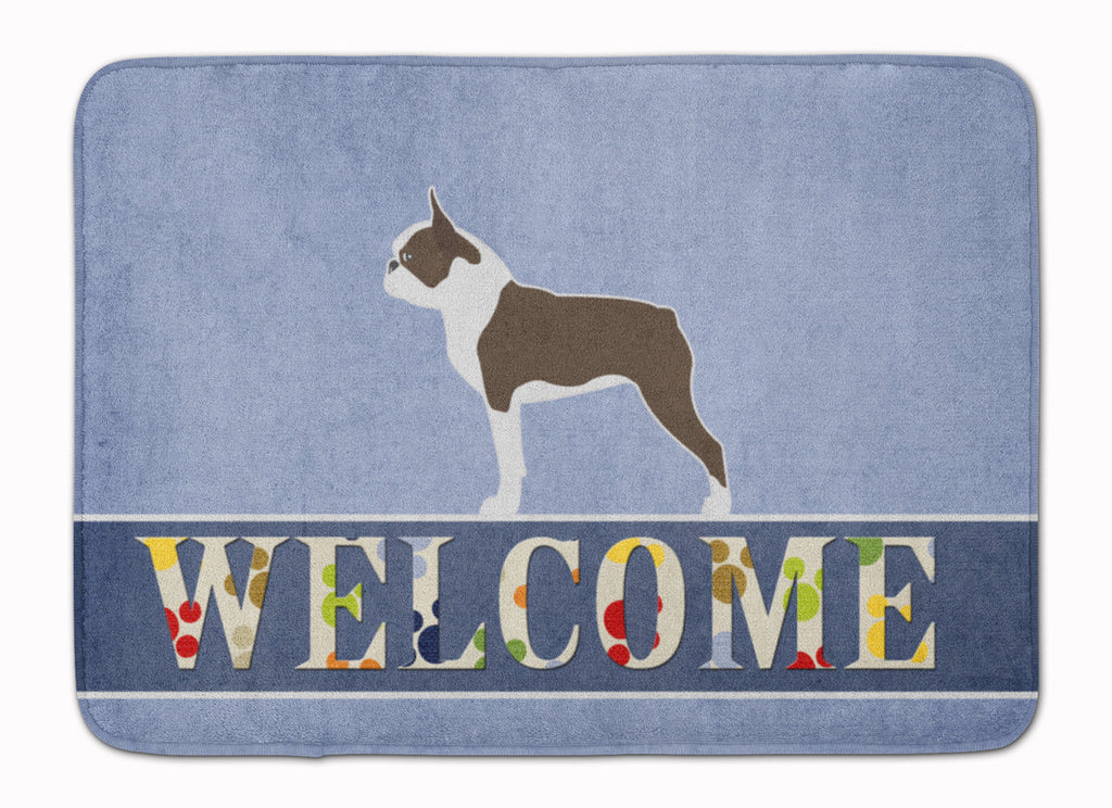 Boston Terrier Welcome Memory Foam Kitchen Mat Machine Washable Anti-Fatigue Cushion Comfort Bath or Kitchen Rug