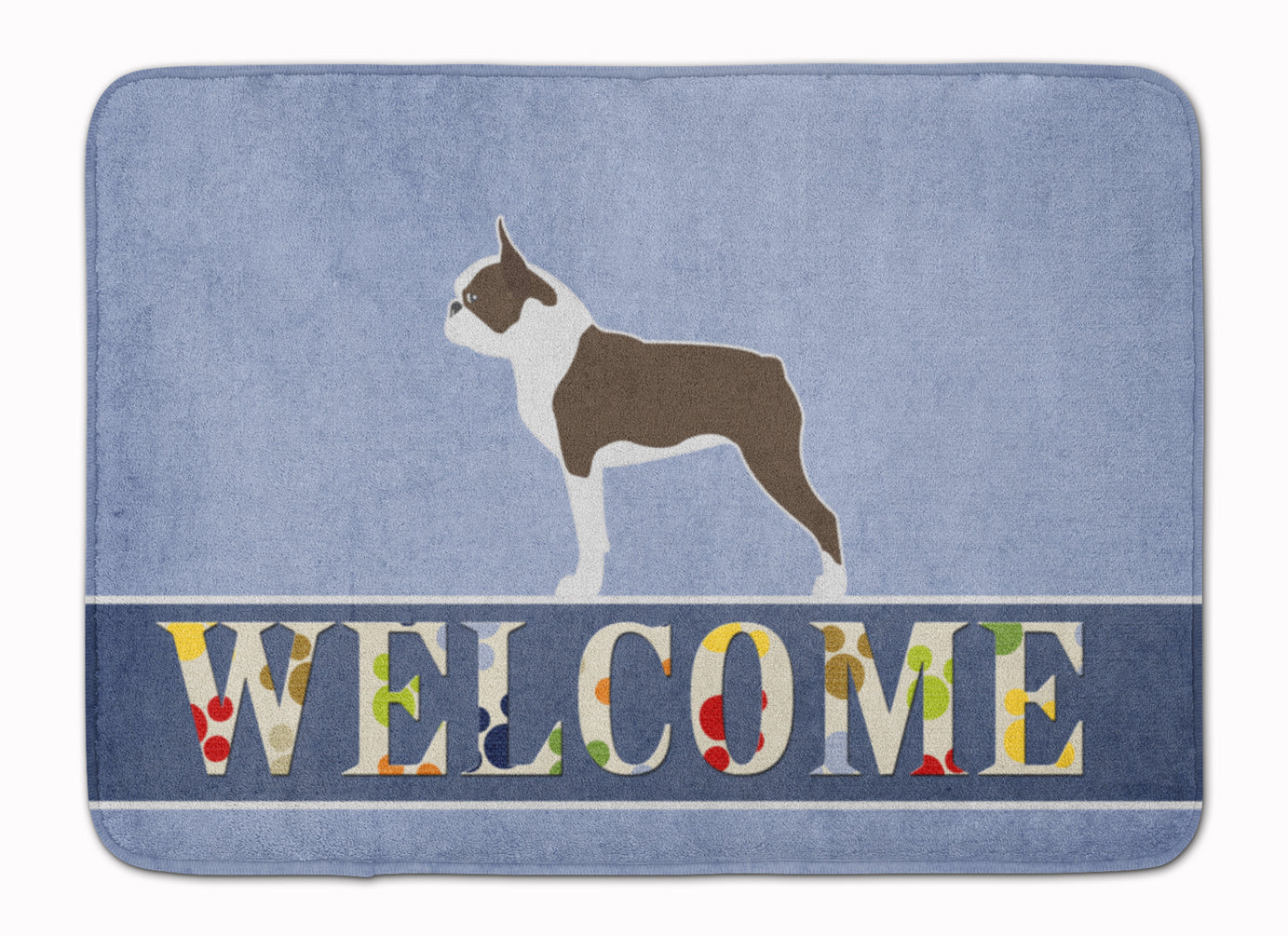 Boston Terrier Welcome Memory Foam Kitchen Mat Machine Washable Anti-Fatigue Cushion Comfort Bath or Kitchen Rug