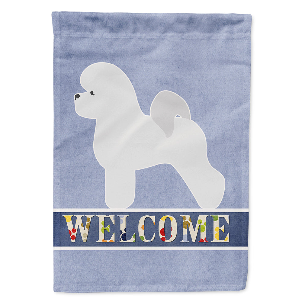 Bichon Frise Welcome House Flag 28x40 Porch Sleeve Pole Decorative Outside Yard Banner Artwork Wall Hanging, Polyester