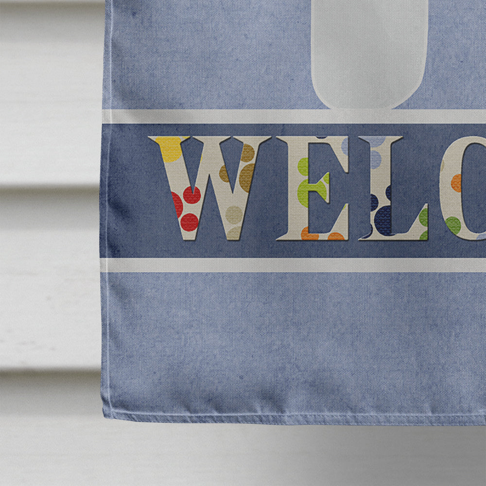 Bichon Frise Welcome House Flag 28x40 Porch Sleeve Pole Decorative Outside Yard Banner Artwork Wall Hanging, Polyester