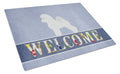 Bichon Frise Welcome Cutting Board Tempered Glass Kitchen Cutting Surface, Heat Resistant Chopping, Non-Slip Feet, Food Prep & Serving