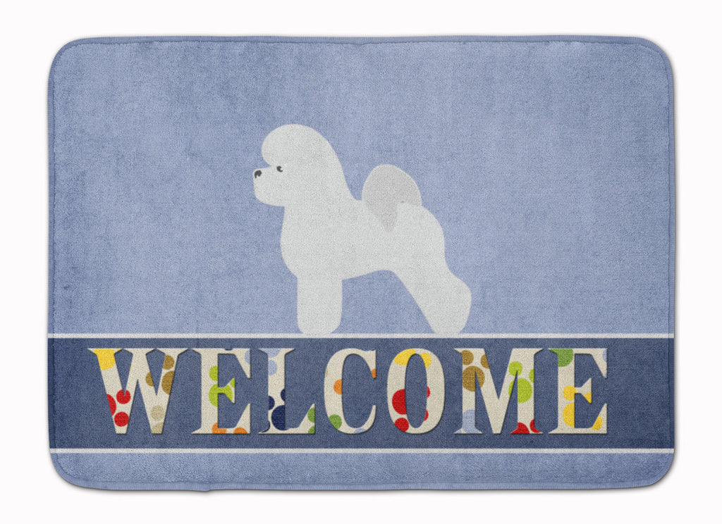 Bichon Frise Welcome Memory Foam Kitchen Mat Machine Washable Anti-Fatigue Cushion Comfort Bath or Kitchen Rug