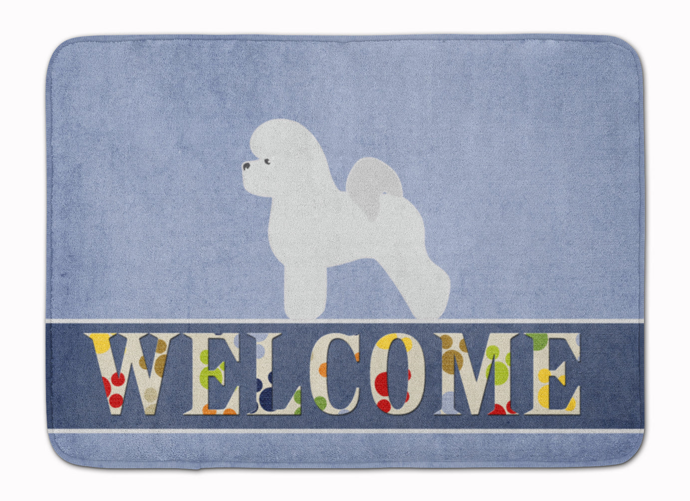 Bichon Frise Welcome Memory Foam Kitchen Mat Machine Washable Anti-Fatigue Cushion Comfort Bath or Kitchen Rug