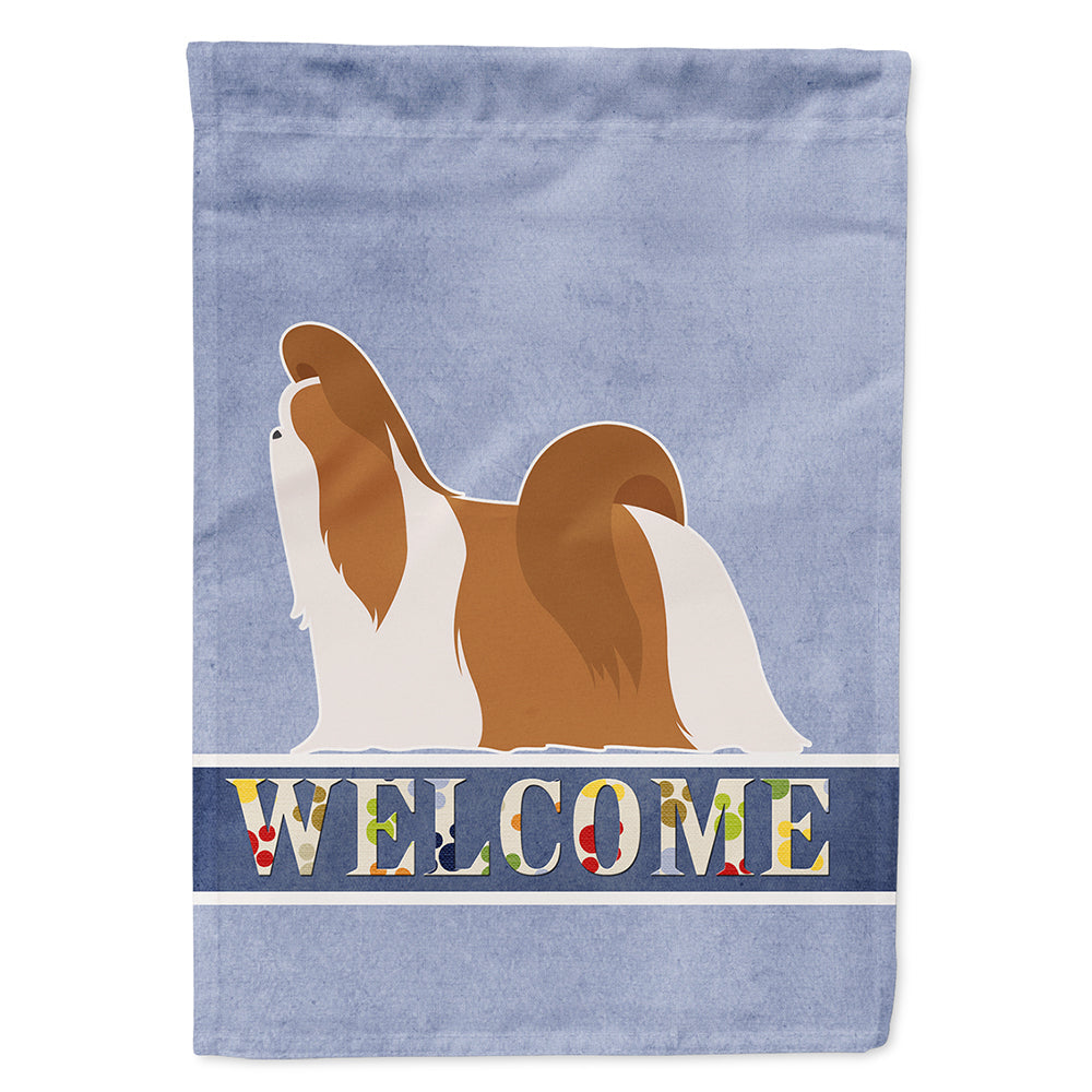 Shih Tzu Welcome House Flag 28x40 Porch Sleeve Pole Decorative Outside Yard Banner Artwork Wall Hanging, Polyester