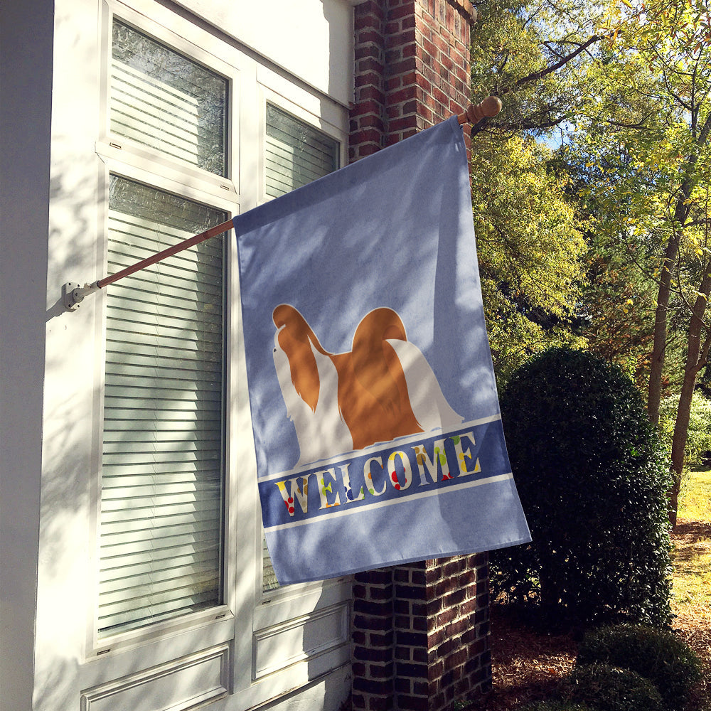 Shih Tzu Welcome House Flag 28x40 Porch Sleeve Pole Decorative Outside Yard Banner Artwork Wall Hanging, Polyester