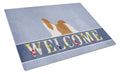 Shih Tzu Welcome Cutting Board Tempered Glass Kitchen Cutting Surface, Heat Resistant Chopping, Non-Slip Feet, Food Prep & Serving