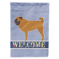 Pug Welcome House Flag 28x40 Porch Sleeve Pole Decorative Outside Yard Banner Artwork Wall Hanging, Polyester