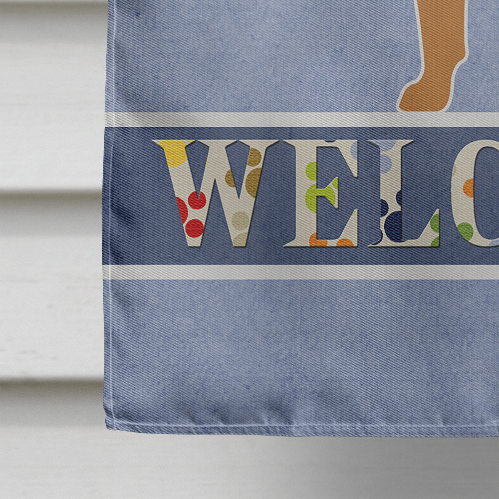 Pug Welcome House Flag 28x40 Porch Sleeve Pole Decorative Outside Yard Banner Artwork Wall Hanging, Polyester