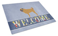 Pug Welcome Cutting Board Tempered Glass Kitchen Cutting Surface, Heat Resistant Chopping, Non-Slip Feet, Food Prep & Serving