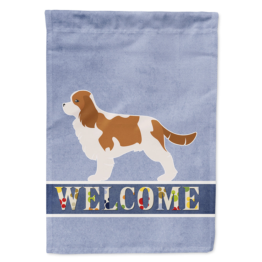 Cavalier King Charles Spaniel Welcome House Flag 28x40 Porch Sleeve Pole Decorative Outside Yard Banner Artwork Wall Hanging, Polyester