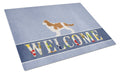 Cavalier King Charles Spaniel Welcome Cutting Board Tempered Glass Kitchen Cutting Surface, Heat Resistant Chopping, Non-Slip Feet, Food Prep & Serving