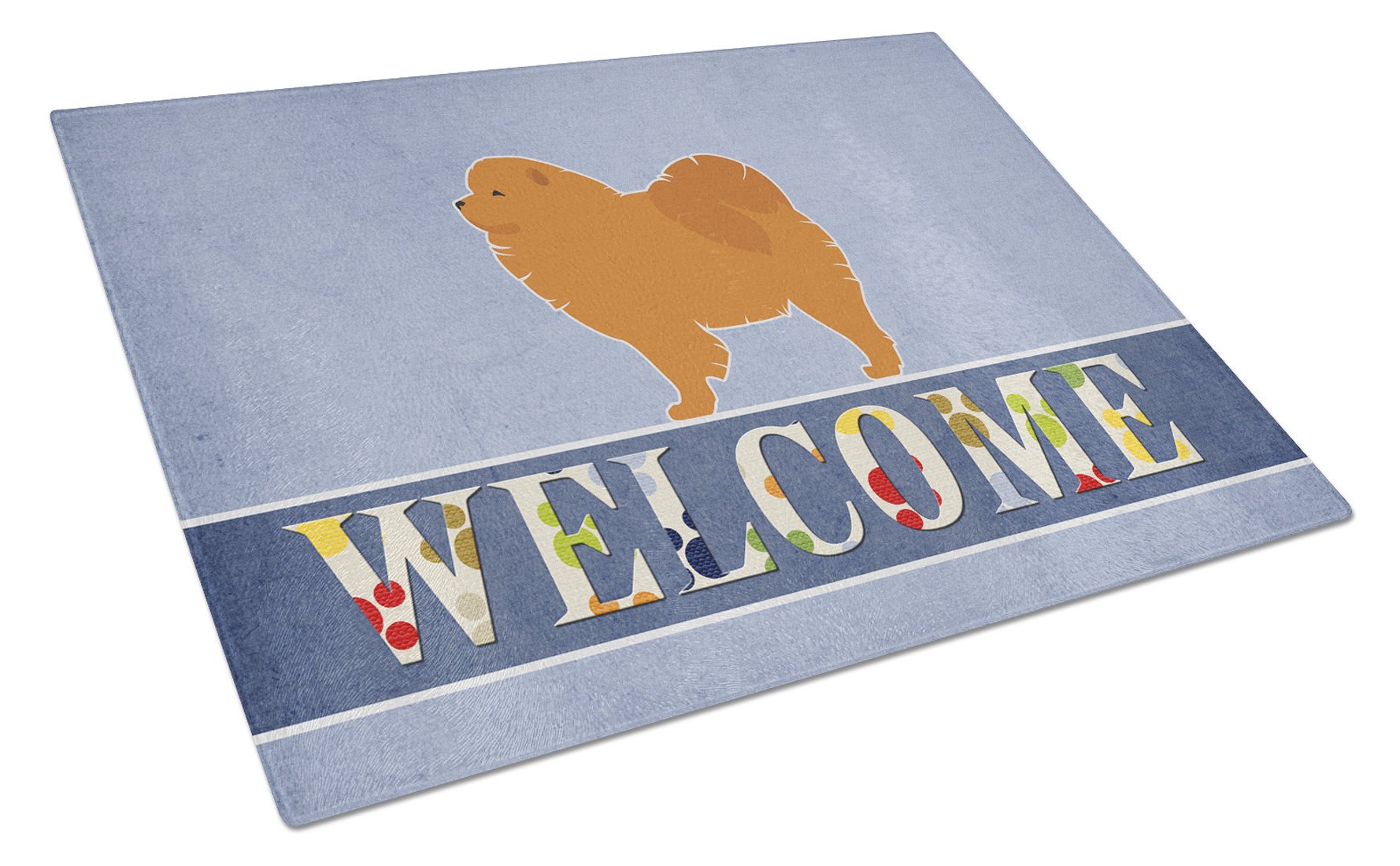 Chow Chow Welcome Cutting Board Tempered Glass Kitchen Cutting Surface, Heat Resistant Chopping, Non-Slip Feet, Food Prep & Serving